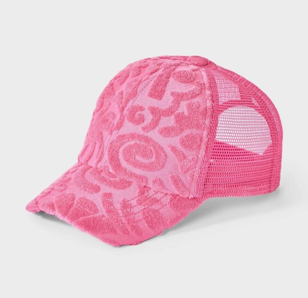 Cat & Jack Girls Pink Terry Trucker Hat Mesh Snapback Baseball Cap